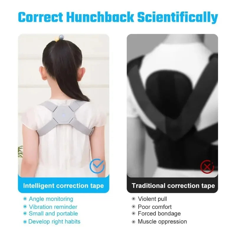 Smart Posture Correction Belt with Sensor Vibration Reminder for Hunchback Back Support Adults Kids Home Office Use