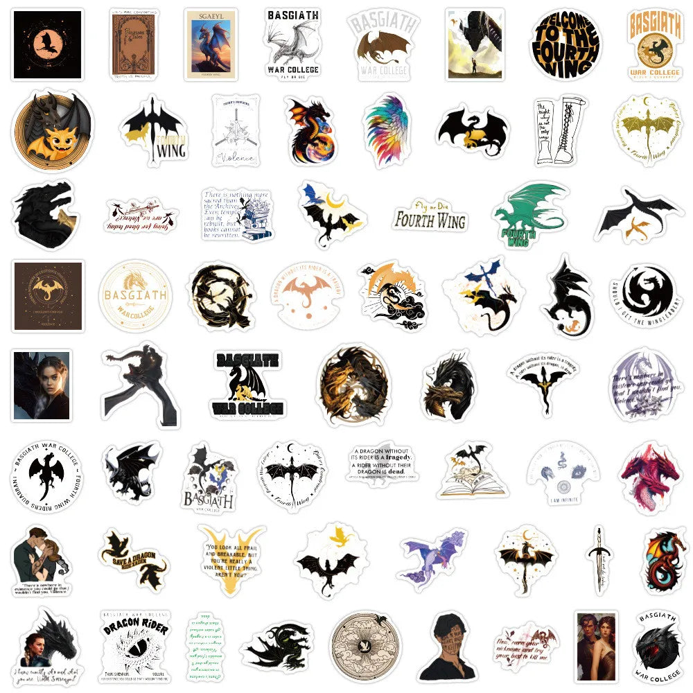 60/120PCS Fourth Wing Graffiti Stickers Graffiti Stickers for Bicycle Hand Account Pencil Case Decals