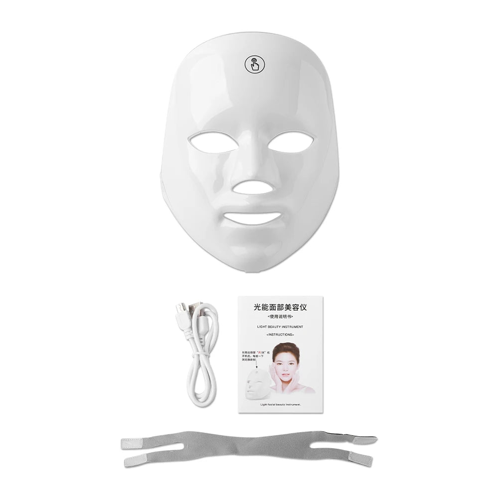 7 Colors Light LED Facial Mask with Neck Face Care Treatment Beauty Anti Acne Therapy Face Whitening Skin Rejuvenation Machine