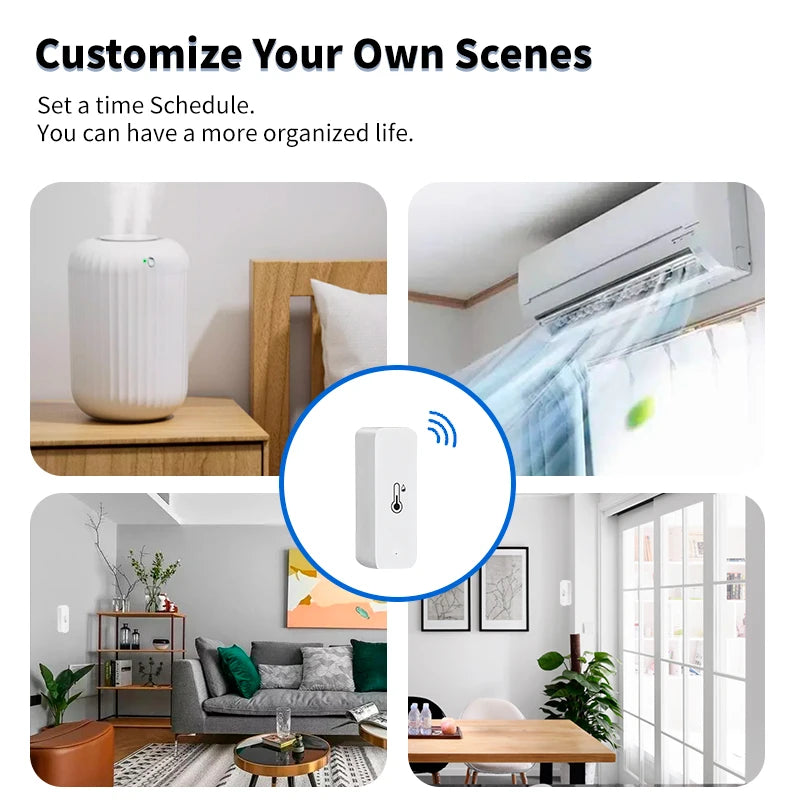 Tuya Smart WiFi Temperature Humidity Sensor Indoor Hygrometer Thermometer APP Remote Monitor Compatible with Alexa Google