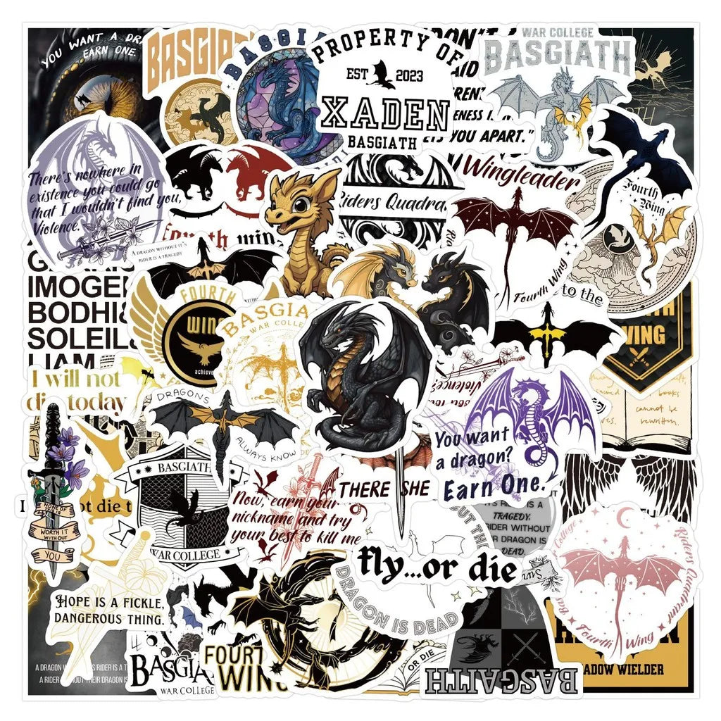 60/120PCS Fourth Wing Graffiti Stickers Graffiti Stickers for Bicycle Hand Account Pencil Case Decals