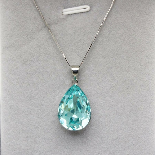 Collar con Colgante de Gota de Cristal Swarovski® Elements – Elegancia en Azul Aguamarina